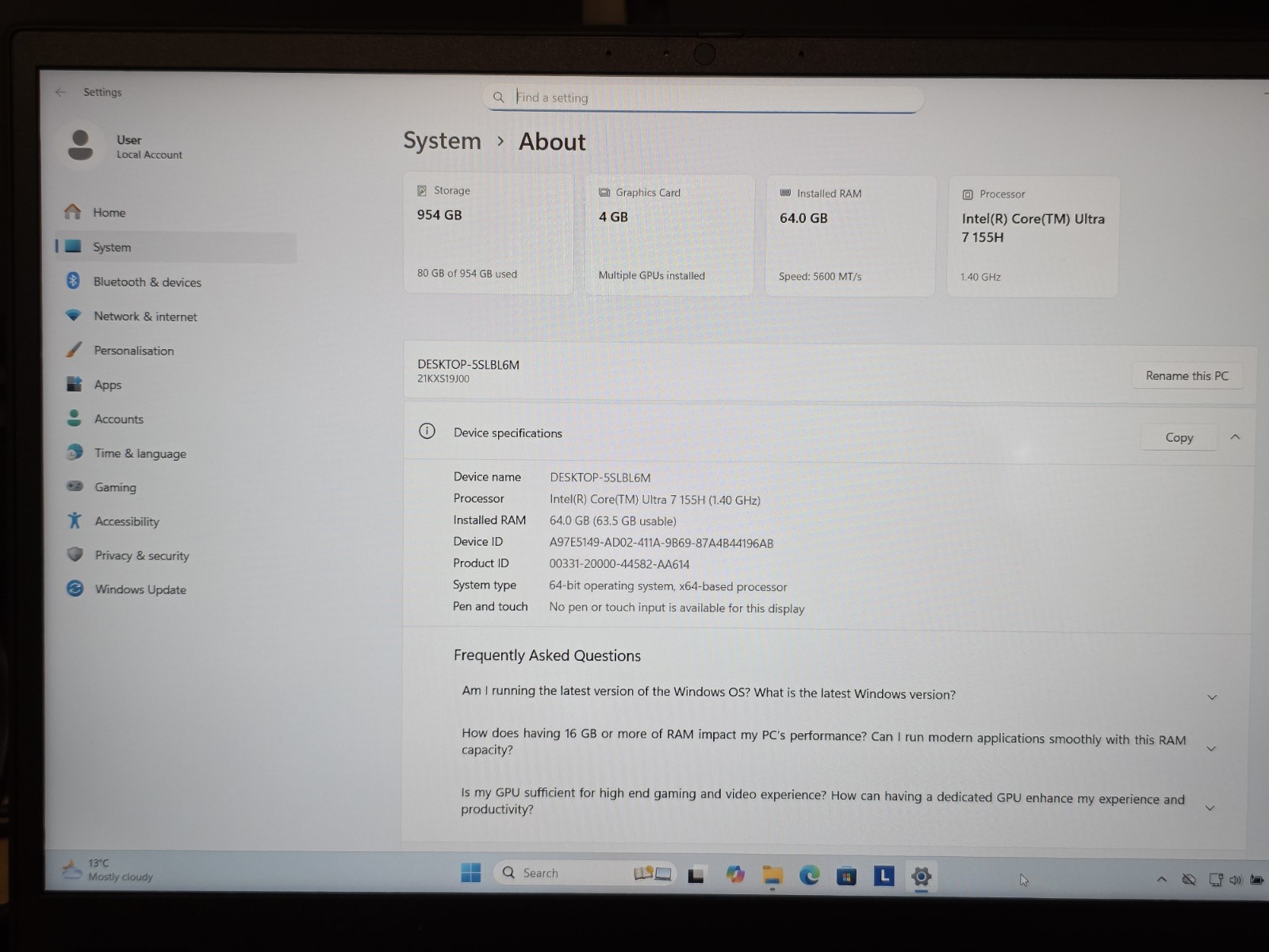 Lenovo ThinkPad P16v Laptop Intel Ultra 7 64GB 1TB SSD 16″ W11 Pro RTX 500 Ada