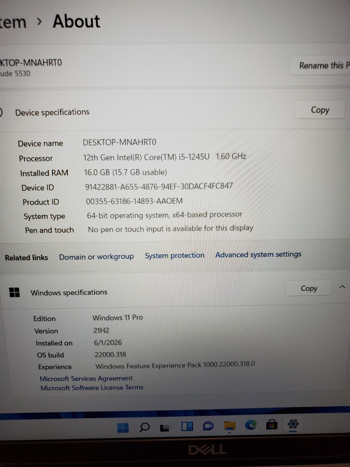 Dell Latitude 5530 15.6″ Laptop i5-1245U 1.6GHz, 16GB RAM 256GB SSD Win11 #69
