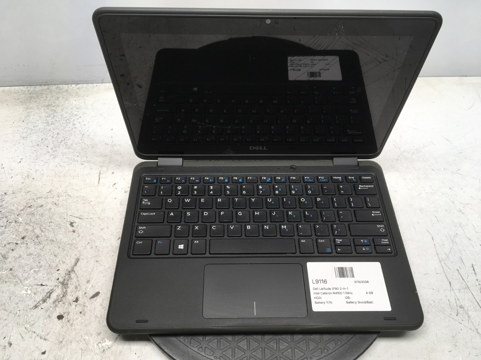 Dell Latitude 3190 2-In-1 Intel Celeron N4100 1.1GHz 4 GB NO HD BIOS locked
