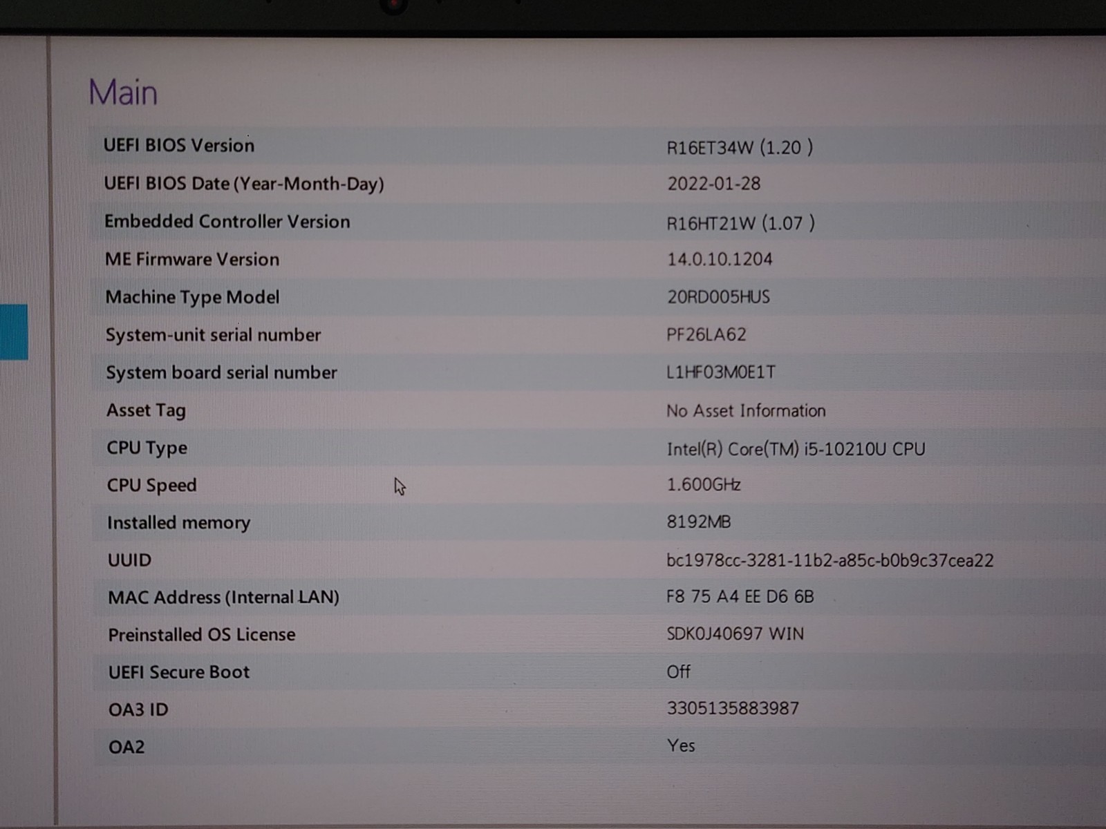 Lenovo ThinkPad E15 Gen 1 15.6″ FHD i5-10210U 8GB RAM 256GB SSD No OS