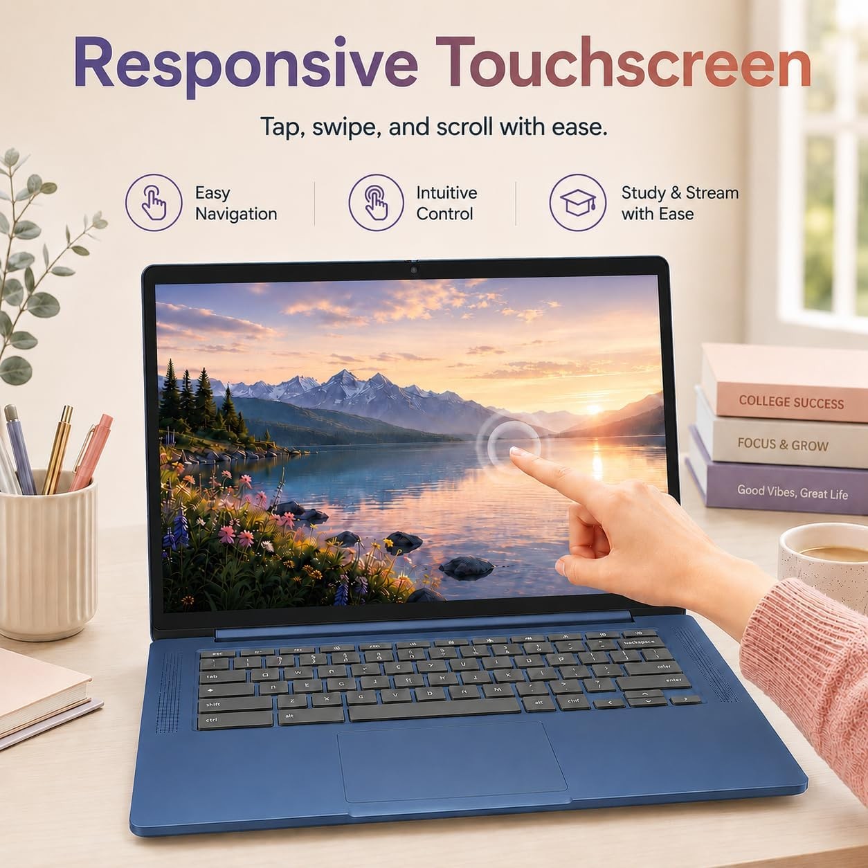 Lenovo Slim 3 14″Touch Laptop,MediaTek Kompanio 520, 4GB RAM, 64GB eMMC+128GB SD