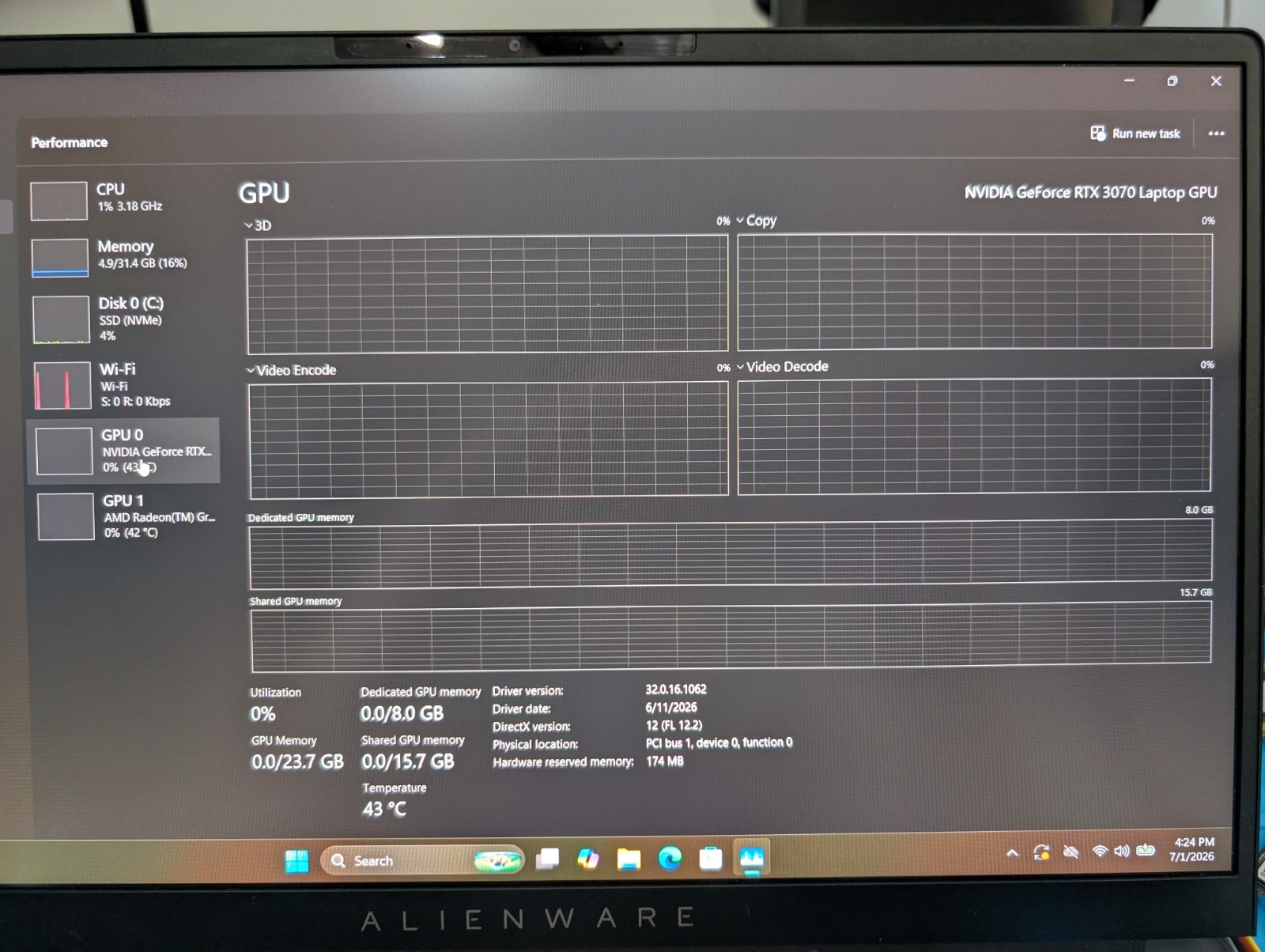 Dell Alienware M15 R5 Ryzen 9 5900HX 32GB 512GB RTX 3070 Win11 Pro