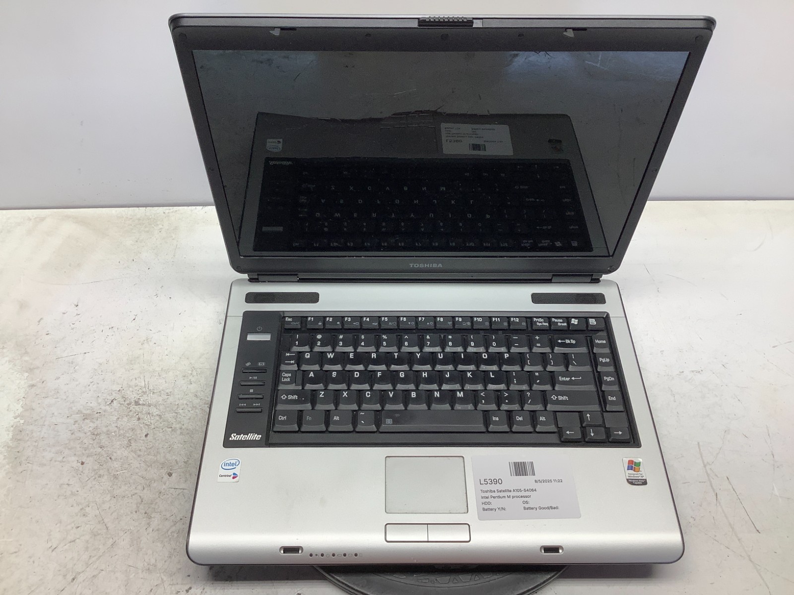 Toshiba Satellite A105-S4064 Intel Pentium M 1.86GHz 512 MB NO HDD