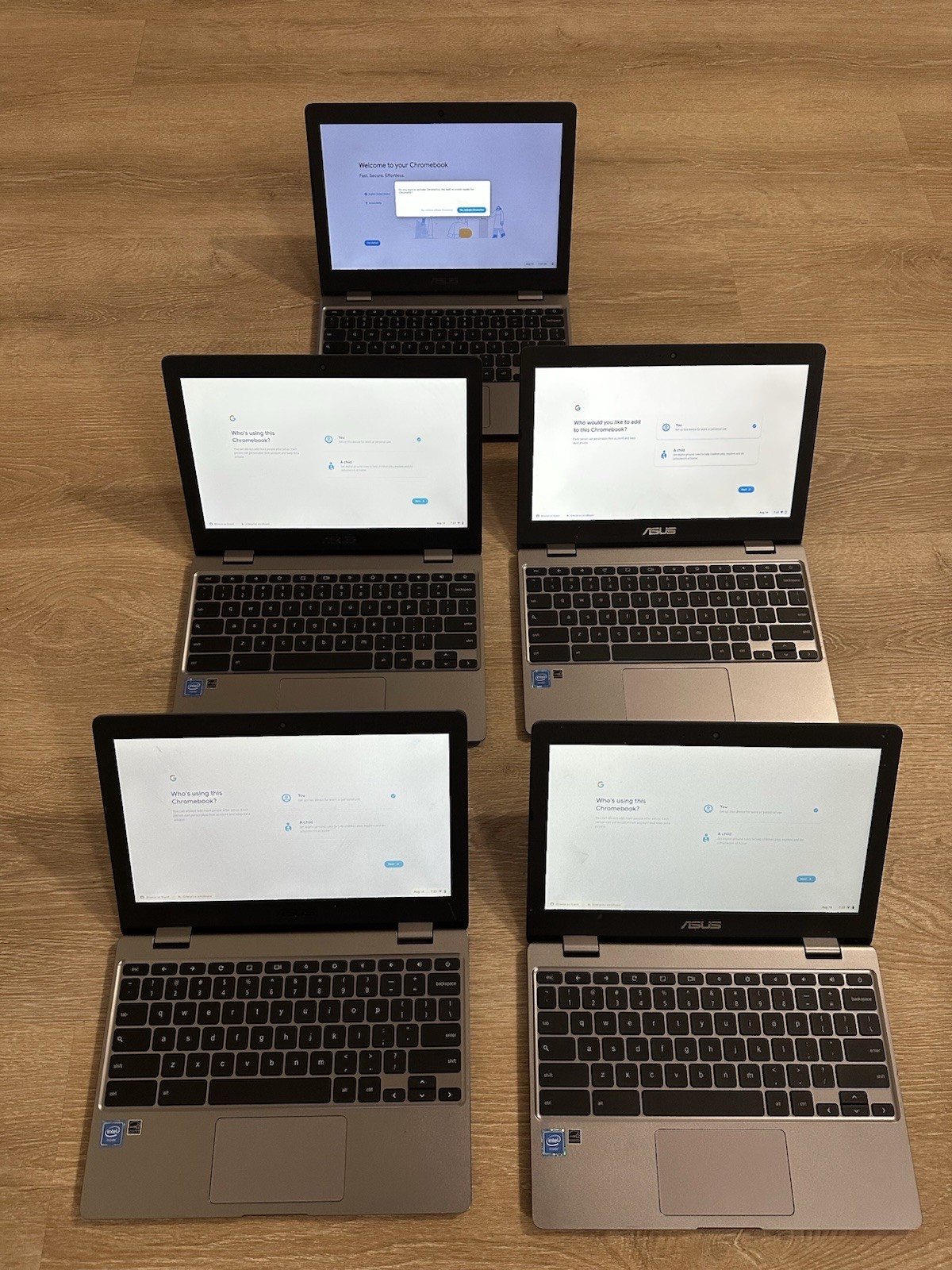ASUS Chromebook CX22N 11.6-inch HD Non-Touch 32GB eMMC -LOT OF 5 UNITS-CHARGERS