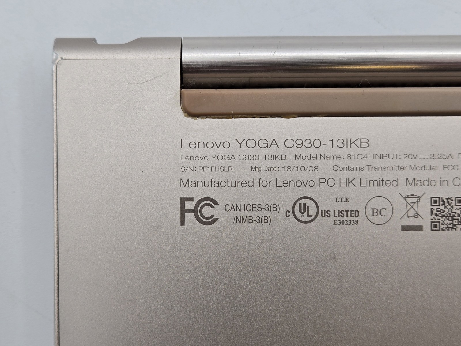 Lenovo Lenovo Yoga C930-13IKB 2-in-1 14″ Touch I7-8550U 16GB Palmrest *READ*