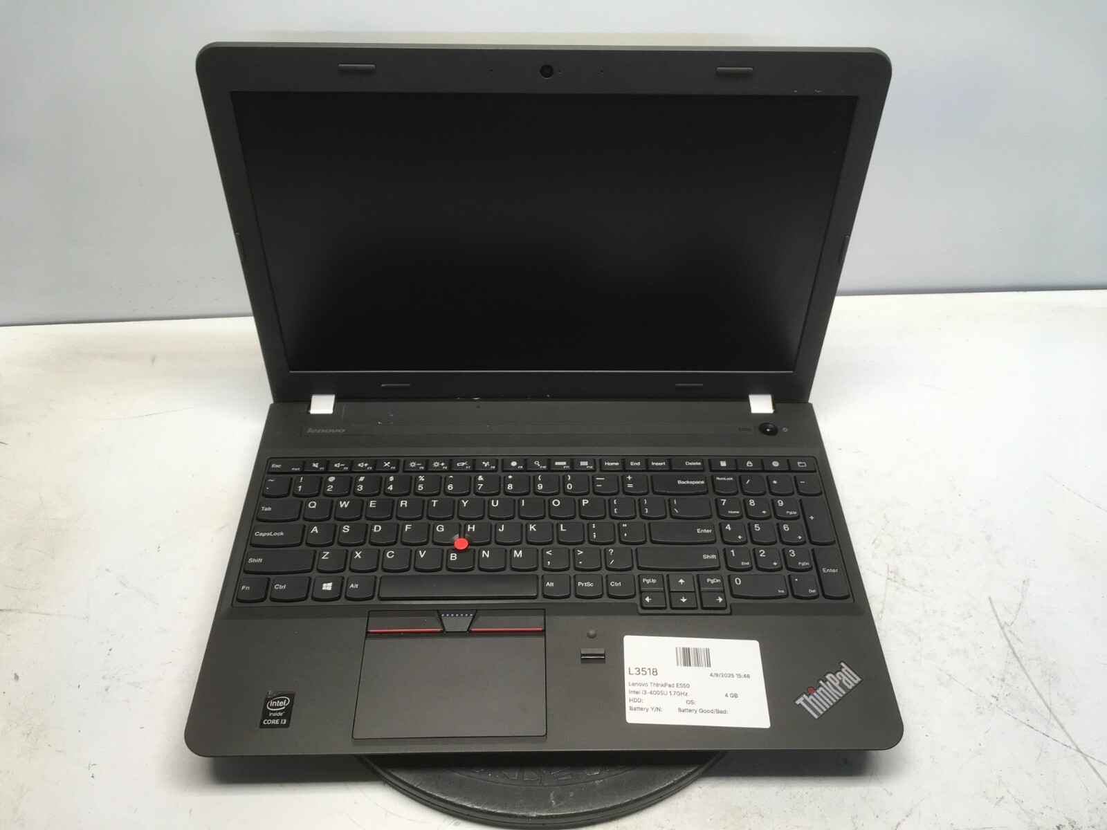 Lenovo ThinkPad E550 Intel i3-4005U 1.7GHz 4 GB NO HDD
