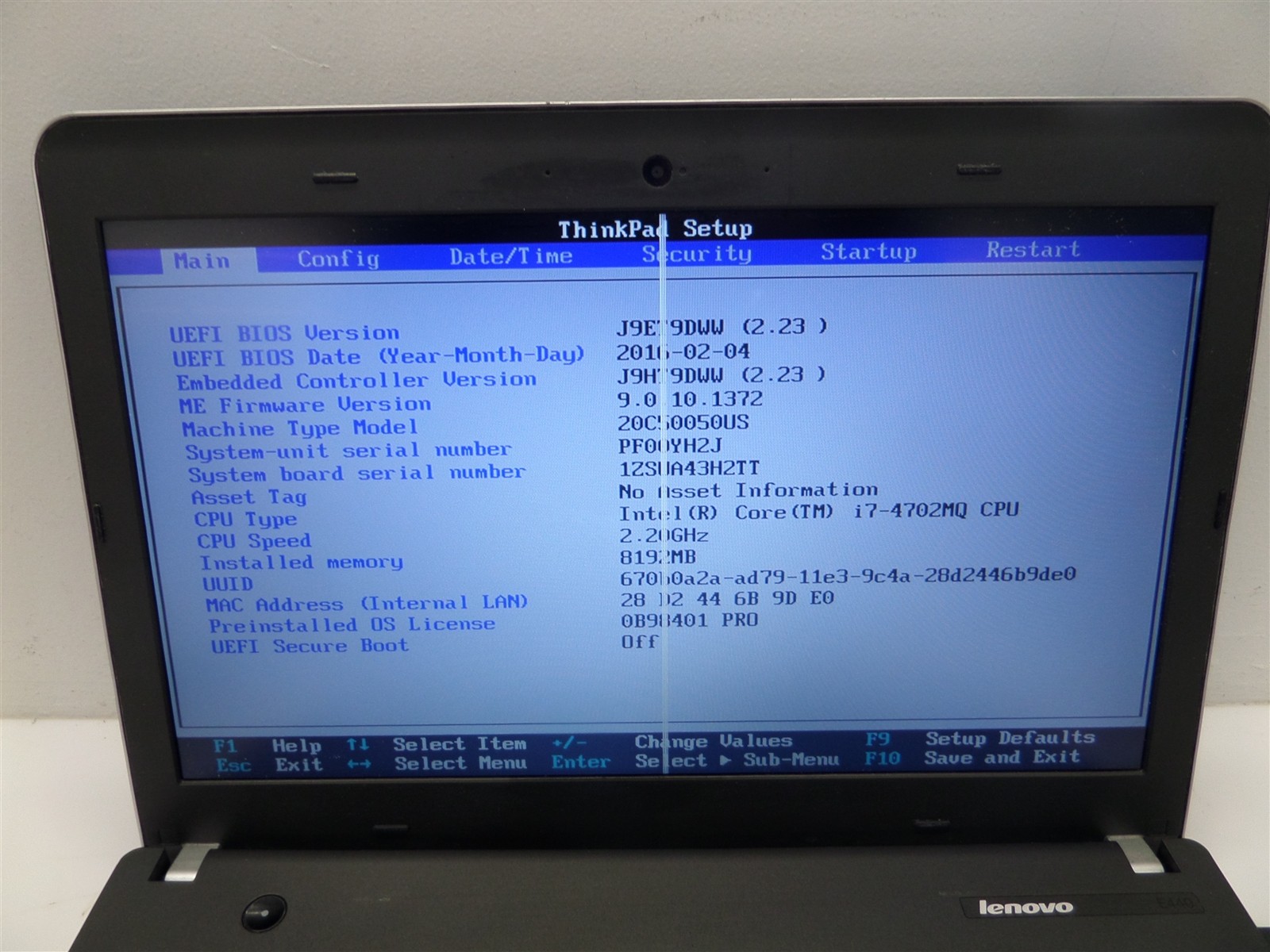 Lenovo ThinkPad E440 14″ Laptop w/ i7-4702MQ 2.2GHz CPU 8GB RAM – Line In Screen