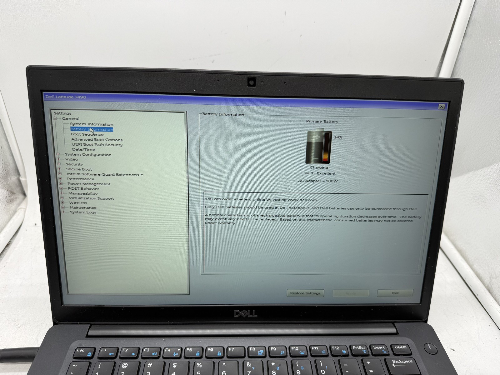 Dell Latitude 7490 14 inch, Core i5-8350U, 8GB RAM, NO SSD/Charger