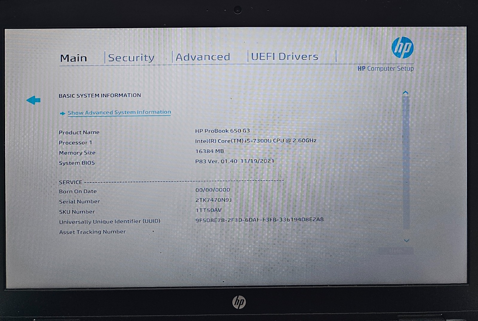 HP ProBook 650 G3 Laptop Intel Core i5-7300U 16GB Ram NO HD/OS (FL)