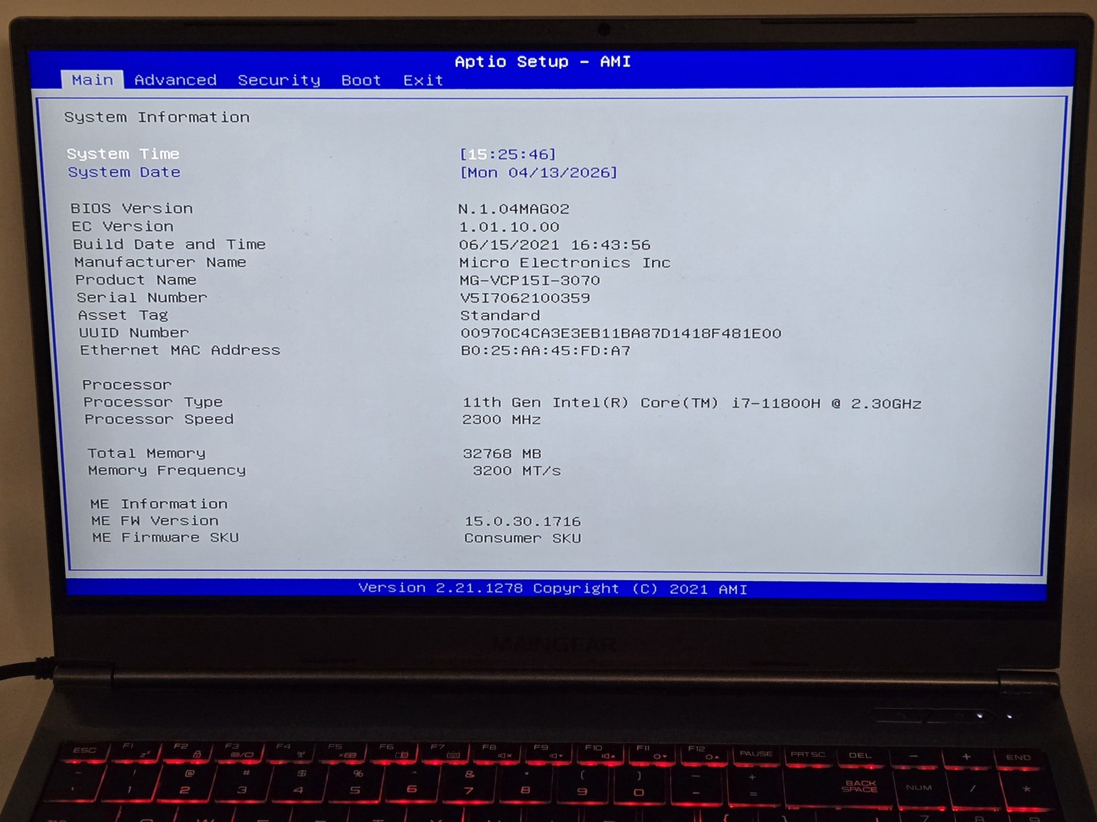 MAINGEAR Vector Pro 15″ FHD I7-11800H 1TB SSD 32GB W11P RTX 3070 240Hz *READ*