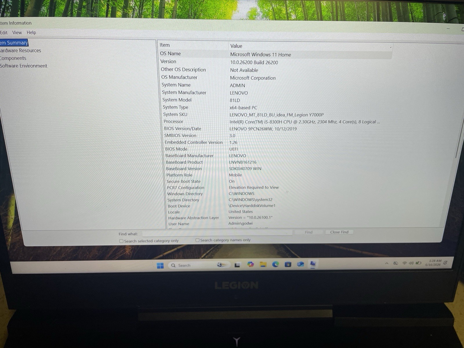Lenovo Legion Gaming Laptop 16Gb RAM, Nvidia GeForce GTX 1050 Ti. Win 11 Home