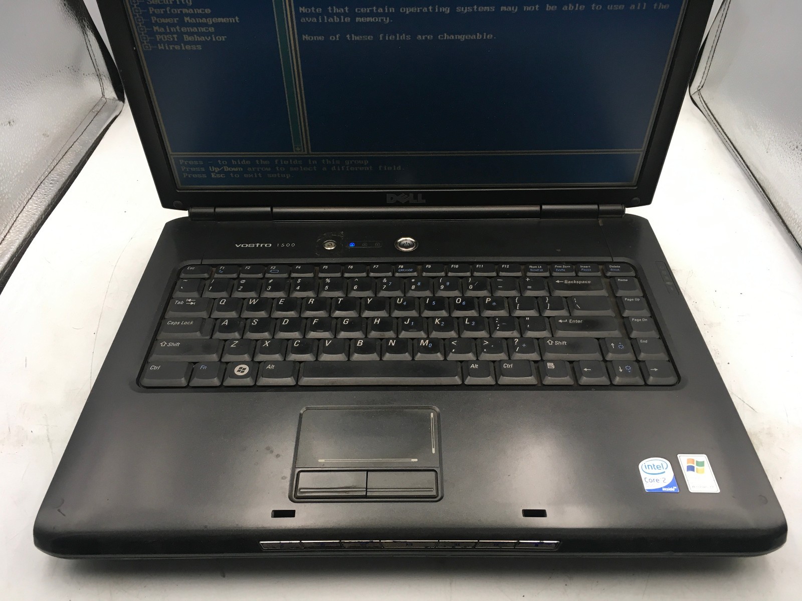DELL VOSTRO 1500 – BOOTS TO BIOS – INTEL CORE 2 DUO – 1GB RAM – NO OS – READ -BB