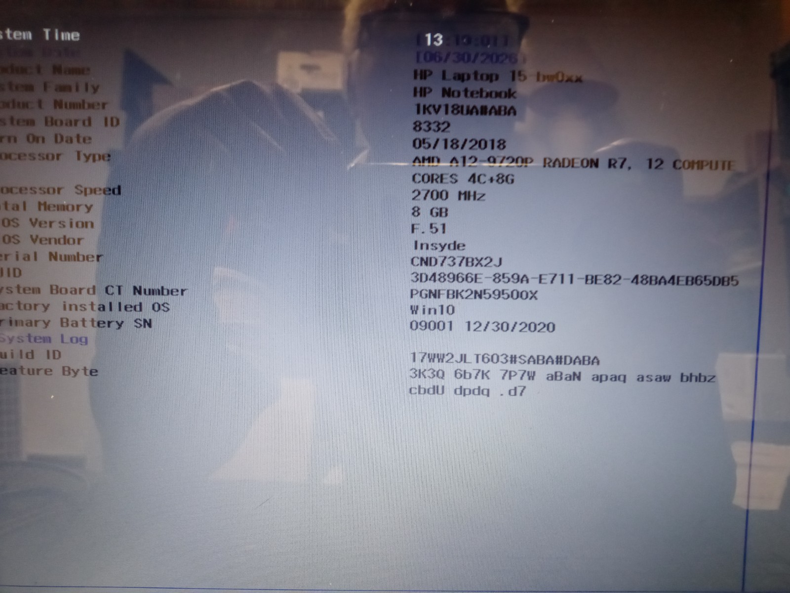 HP Laptop 15-BW0XX AMD A12-9720P 2700MHz 8 GB NO HDD NO OS