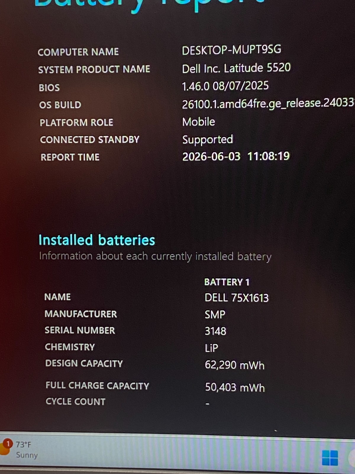 DELL LATITUDE 5520 15″ i7-1185G7 8GB RAM 256 GB SSD WINDOWS 11 BATTERY 80% NO AC