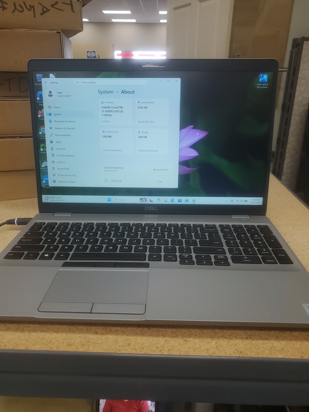 Dell Precision 3550 Laptop – i5-10310U 8GB 256GB SSD 15.6″ 051326-3