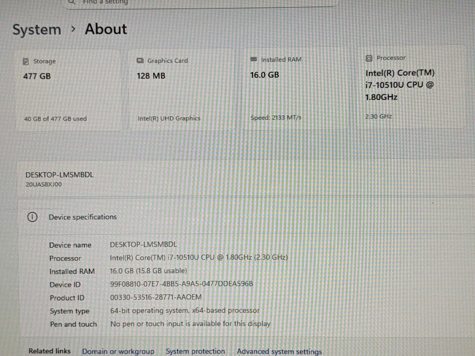 Lenovo ThinkPad X1 Carbon Gen 8 14″ FHD i7-10th 1.8GHz 16GB 512GB SSD W11P +PA