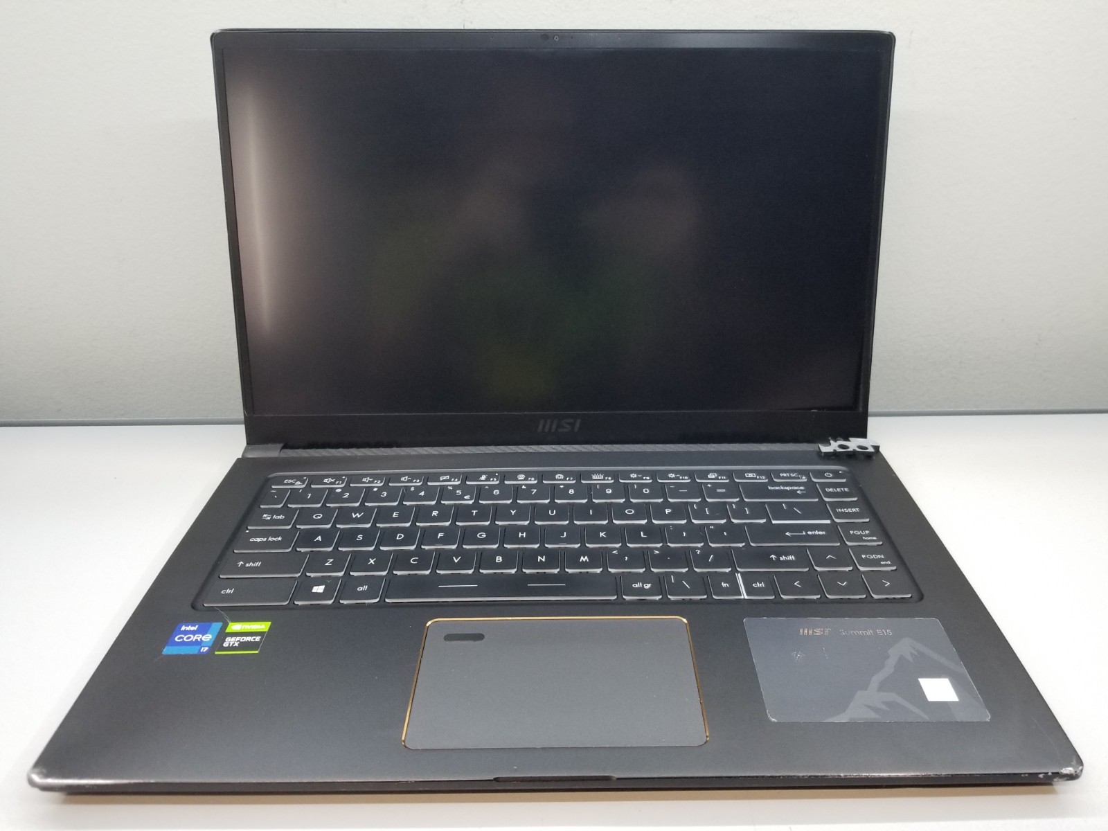 AS-IS MSI Summit E15 i7-1185G7 3.0GHz 16GB RAM 512GB NVMe NVIDIA GTX Win11P READ