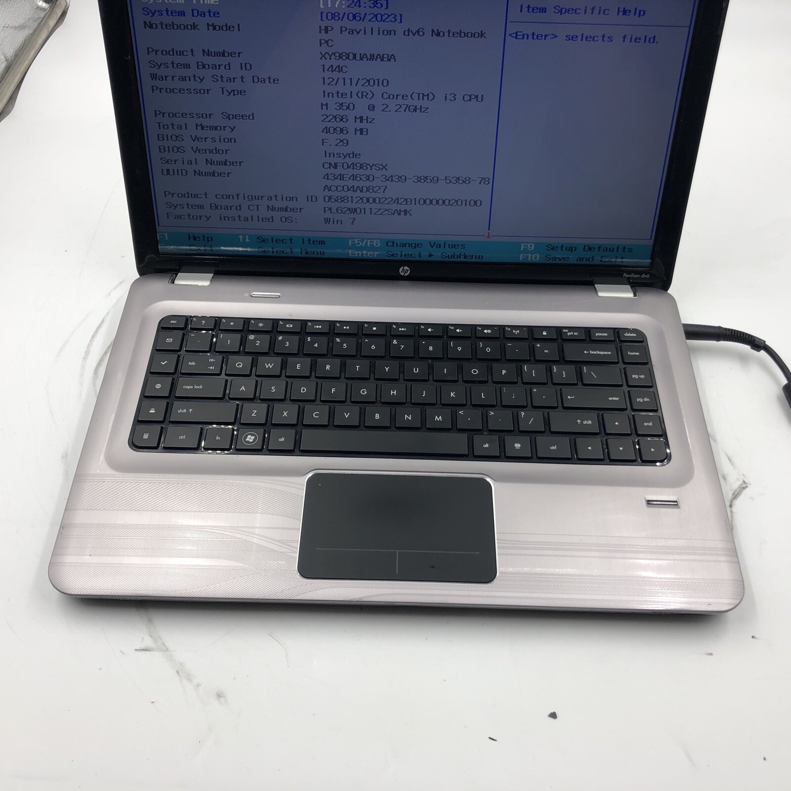 HP Pavilion DV6 Laptop i3-M350 2.27GHz 4GB RAM NO HDD/OS/Caddy Missing Screws