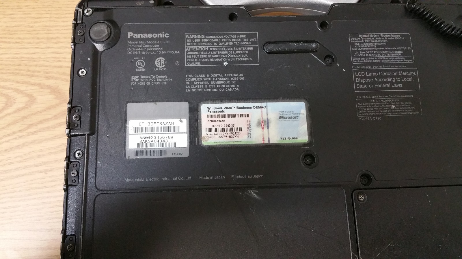 CF-30 Toughbook Fully-Rugged Laptop 1.66Ghz 1.0Gb RAM/80GB HDD/WIFI/TOUCH