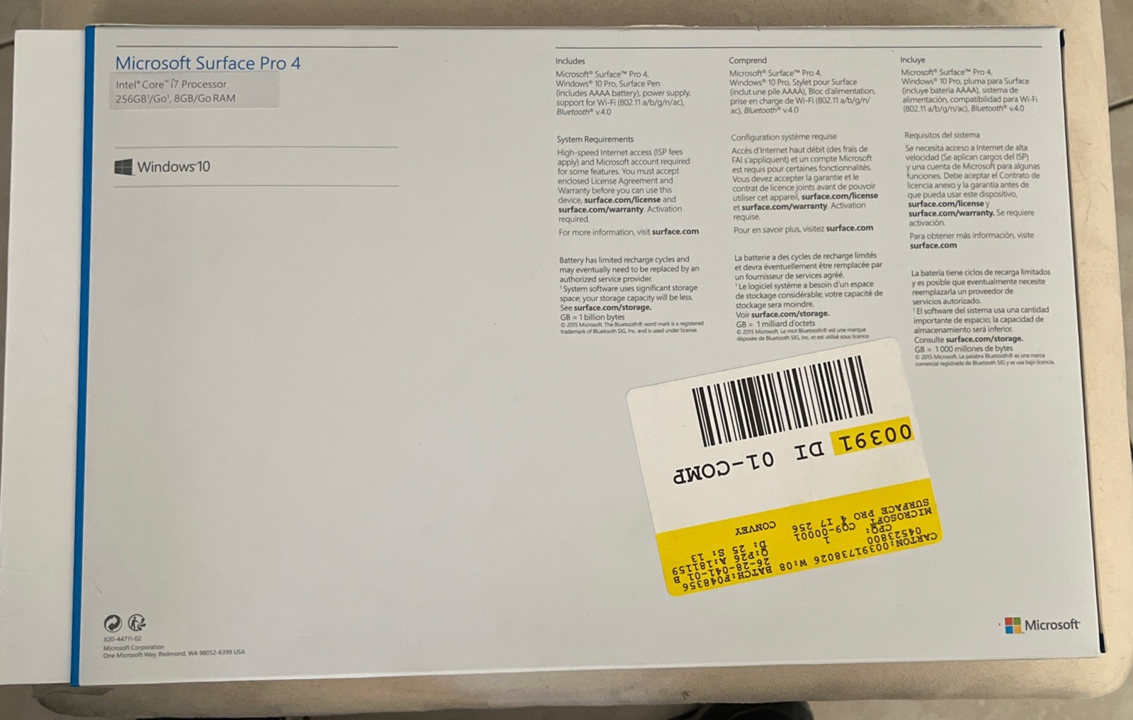 Microsoft Surface Pro 4 “Empty Box Only Preowned Great Shape A.Empty Box
