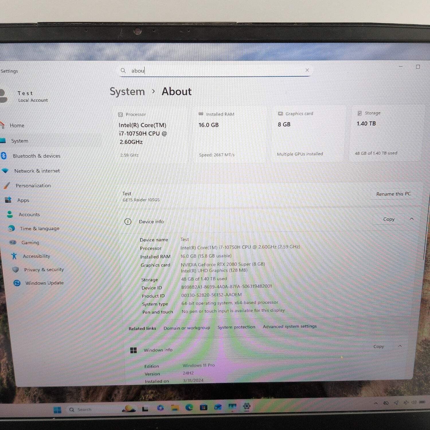 MSI Raider GE75 10SGS 17.3″ i7-10750H 2.9GHz 16GB RAM 1TB GeForce RTX 2080 Super