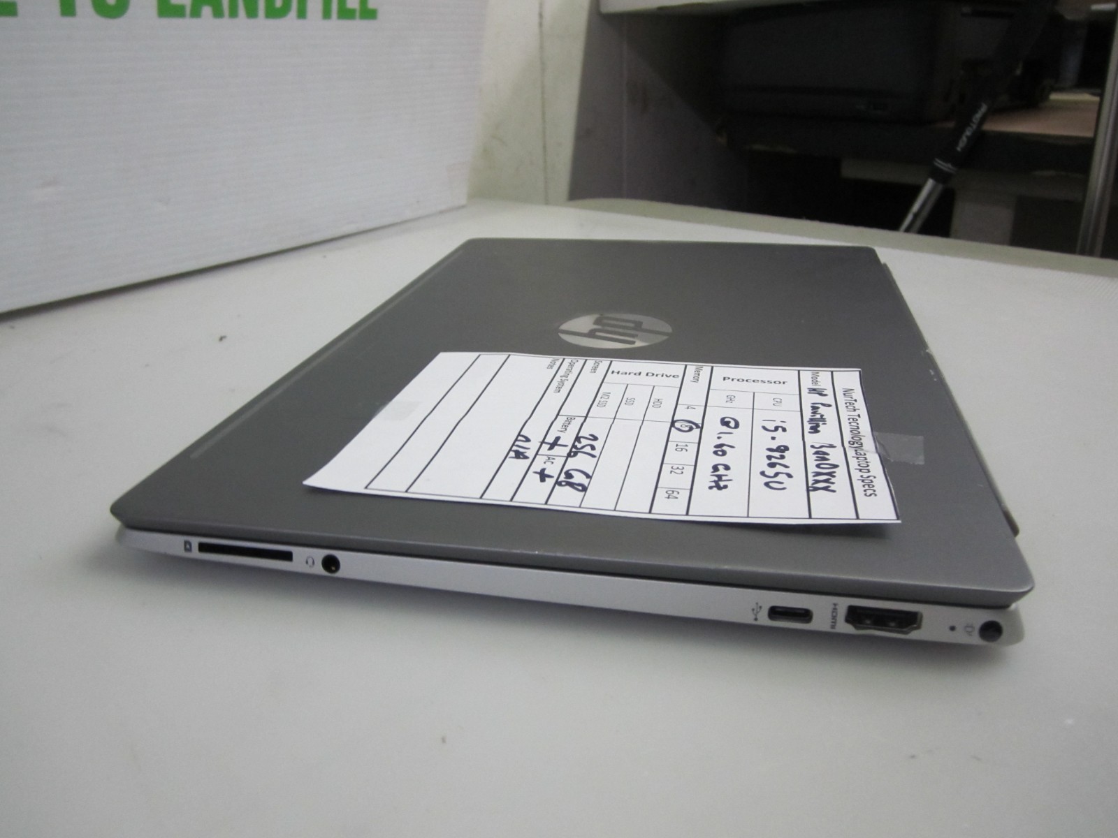 HP Pavilion 13-an0010nr i5-8265U 8GB 1.60GHZ 256GB M2SSD NO OS + AC LAPTOP READ