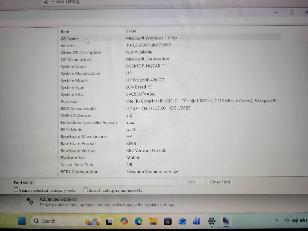 HP ProBook 430 G7 13.3″ i5-10210U 1.6GHz 16GB Ram 500 SSD Win 11 Pro