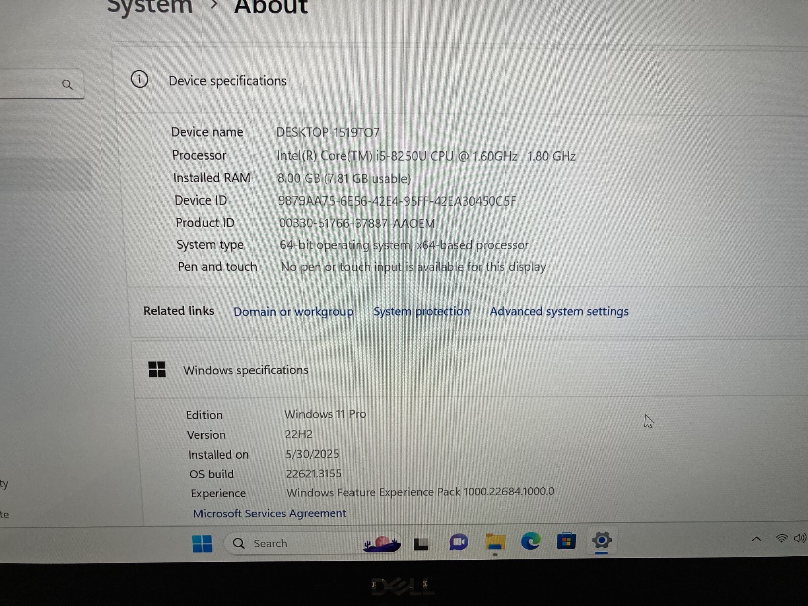 Dell XPS 13 9370 13.3″Core Intel i5-8250U @1.60GHz 8GB RAM 256GB SSD Win11Pro
