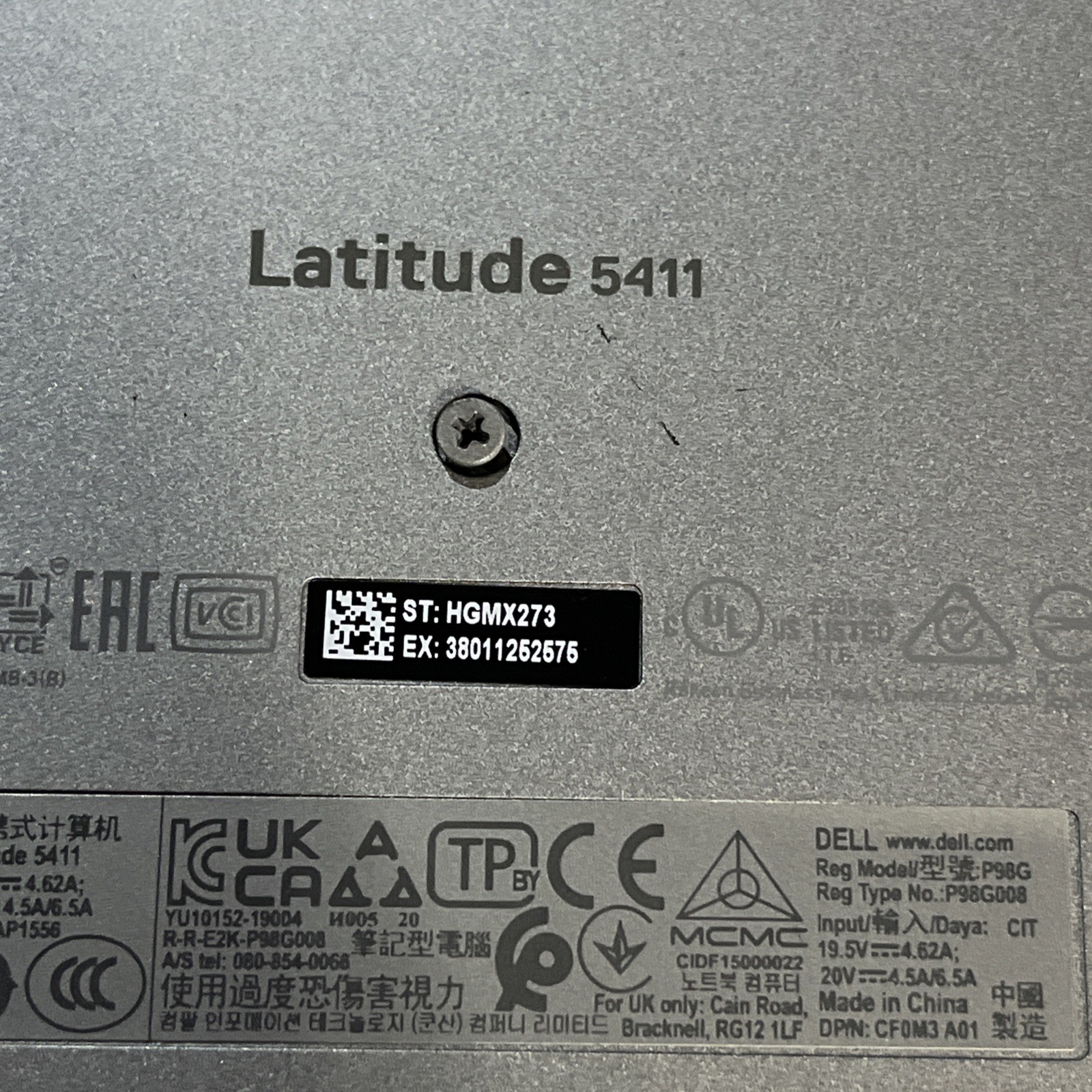 DELL LATITUDE 5411 INTEL CORE I5-10400H 2.60GHZ 8GB RAM NO HD