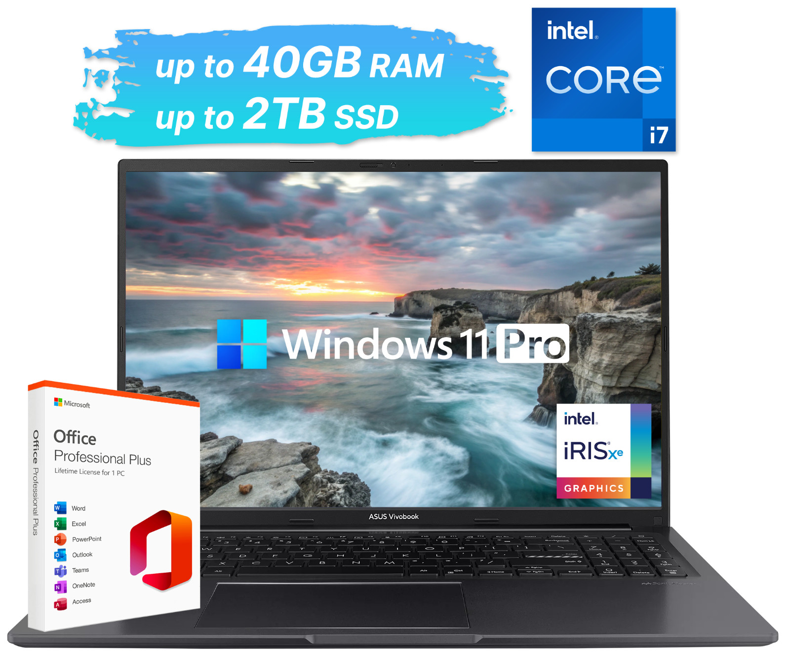 2026 ASUS Vivobook Laptop 16″ Intel i7-1355U, Up to 40GB RAM 2TB SSD, Win 11 Pro