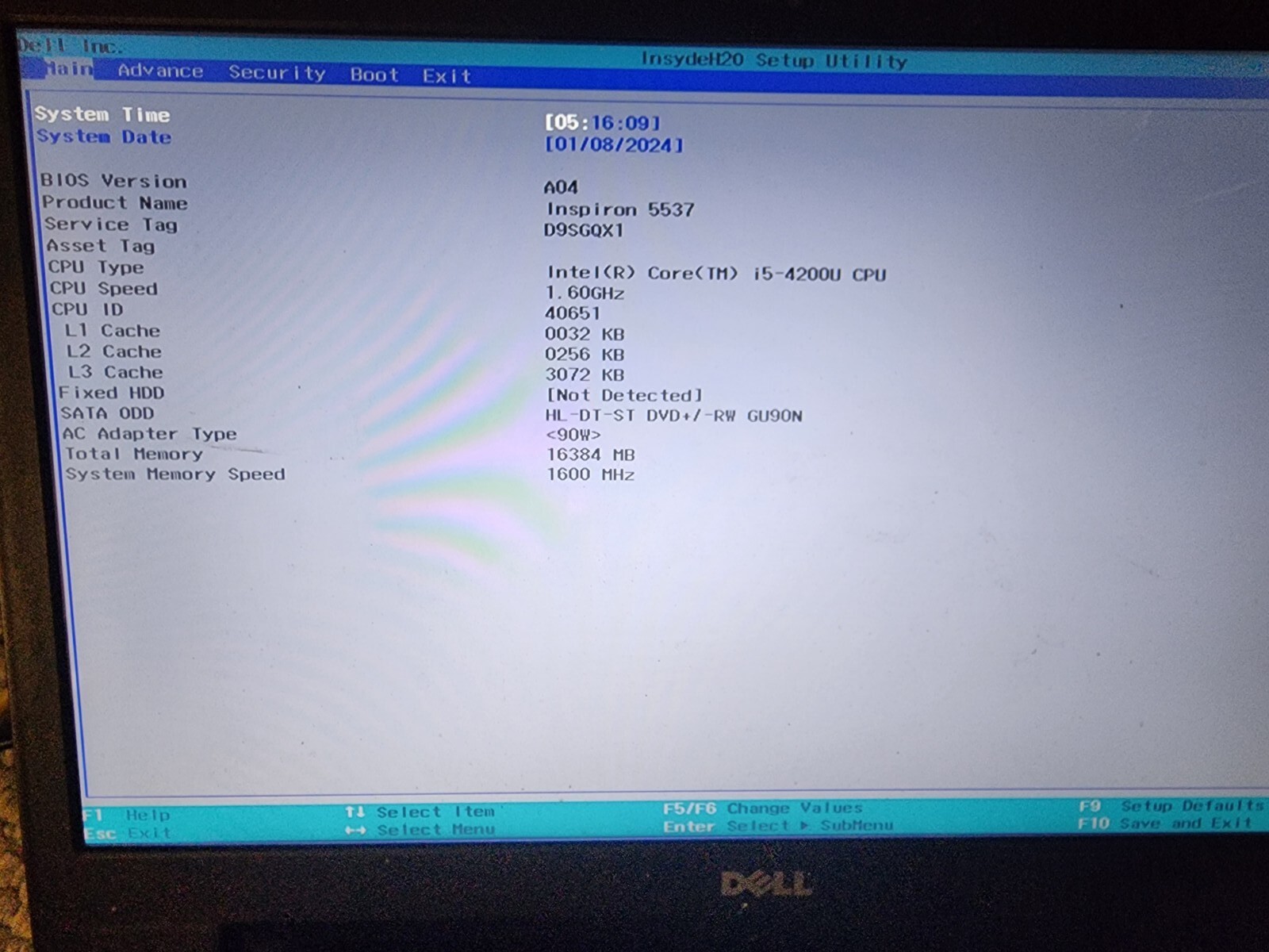 Dell Inspiron 5537 / Intel Core i5-4200U @ 1.60GHz / No Ram No Hdd