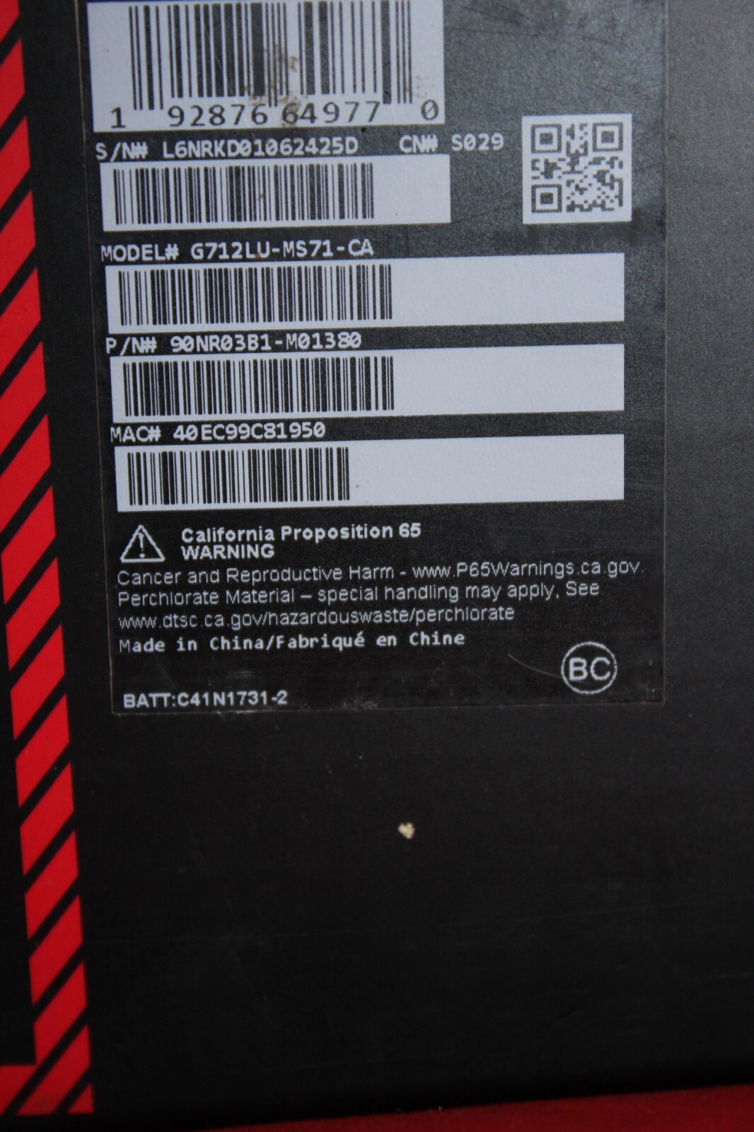 Asus ROG Strix G712LU 1 TB SSD/16GB Geforce GTX1660 Ti Intel Core i7-10750H