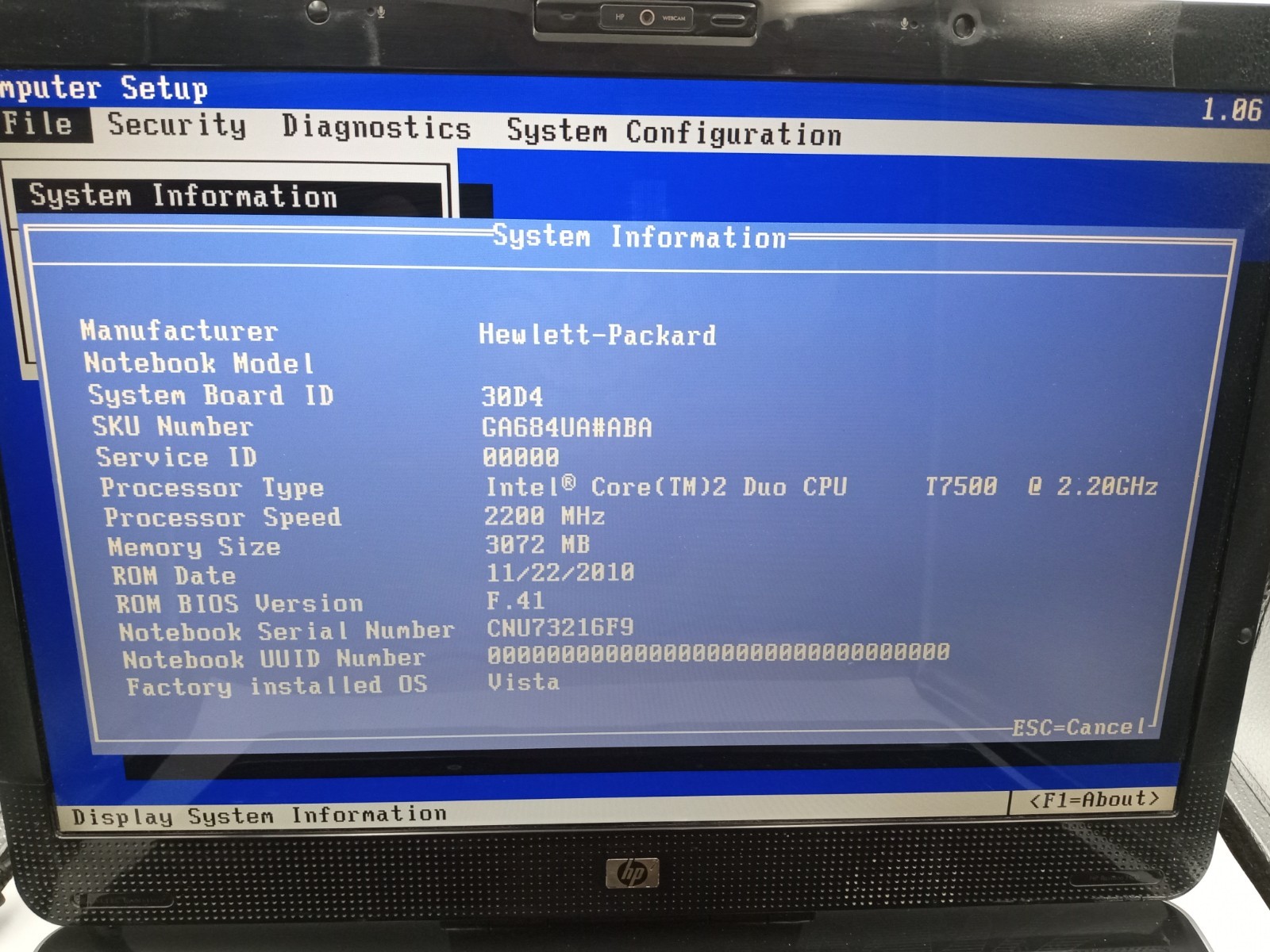 HP Pavilion HDX 9000 Dragon 20″ Laptop C2D T7500 3GB RAM – PARTS / REPAIR -RR