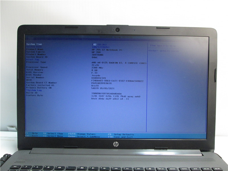 HP 255 G7 Laptop A4-9125 8GB No SSD No OS