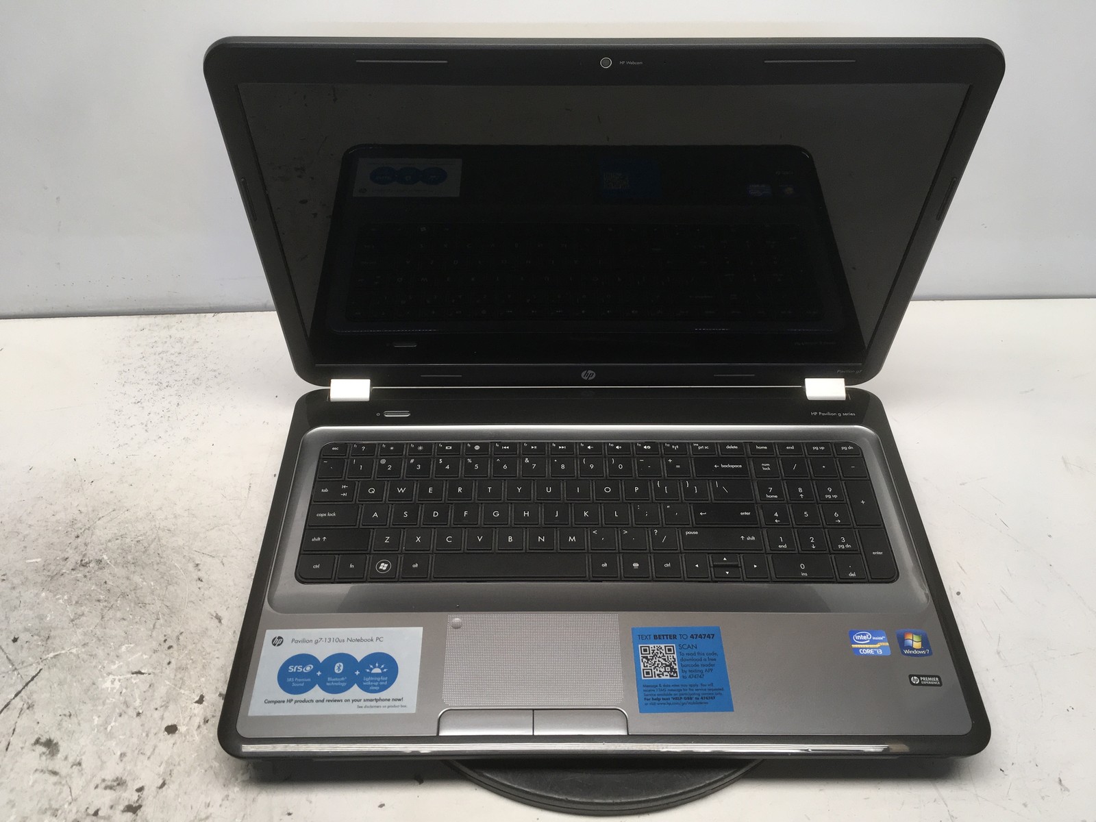 HP Pavilion G7-1310US Intel i3-2350M 2.3GHz 6 GB NO HDD No Batt