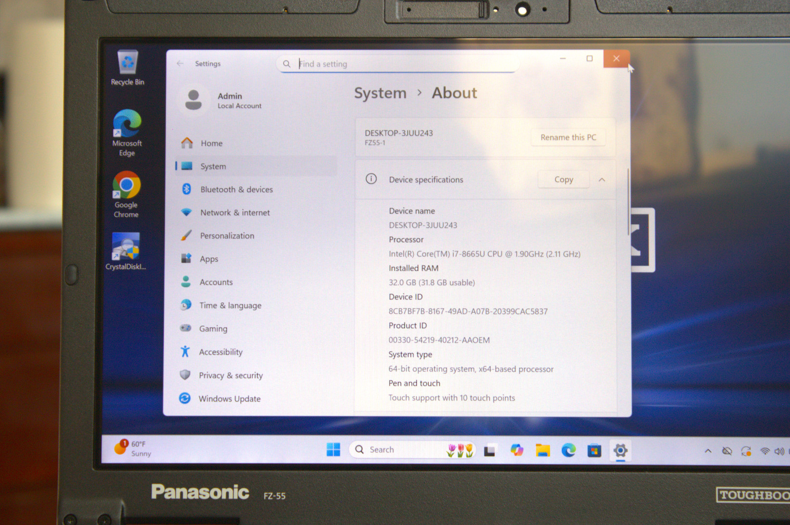 Panasonic Toughbook FZ-55 i7-8665U New 1TB SSD 32GB RAM Touch 4G GPS 2x Batt IR