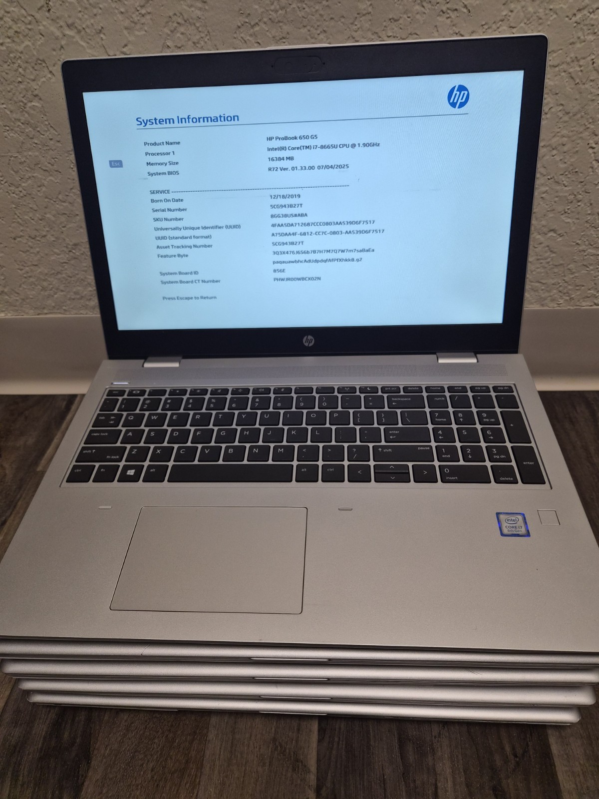 HP ProBook 650 G5 Core I7 8th Gen No SSD No RAM