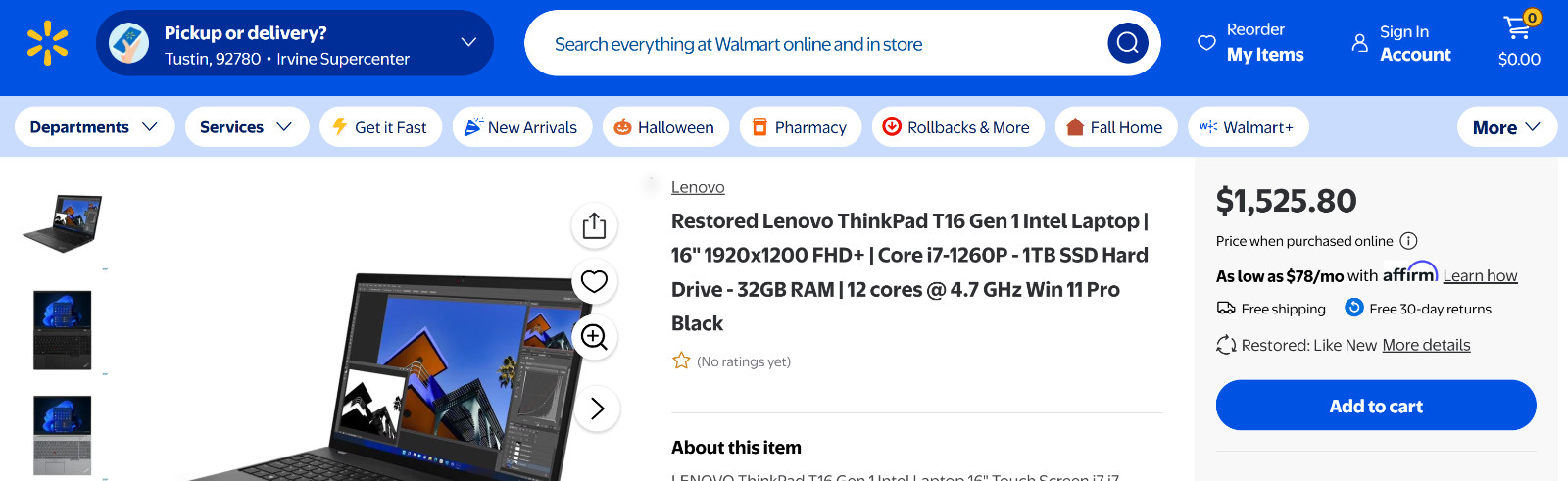 LenovoThinkPad T16 Gen 1 Intel Laptop/ 16″ 1920*1200 FHD Core i7-1270P-1TB SSD