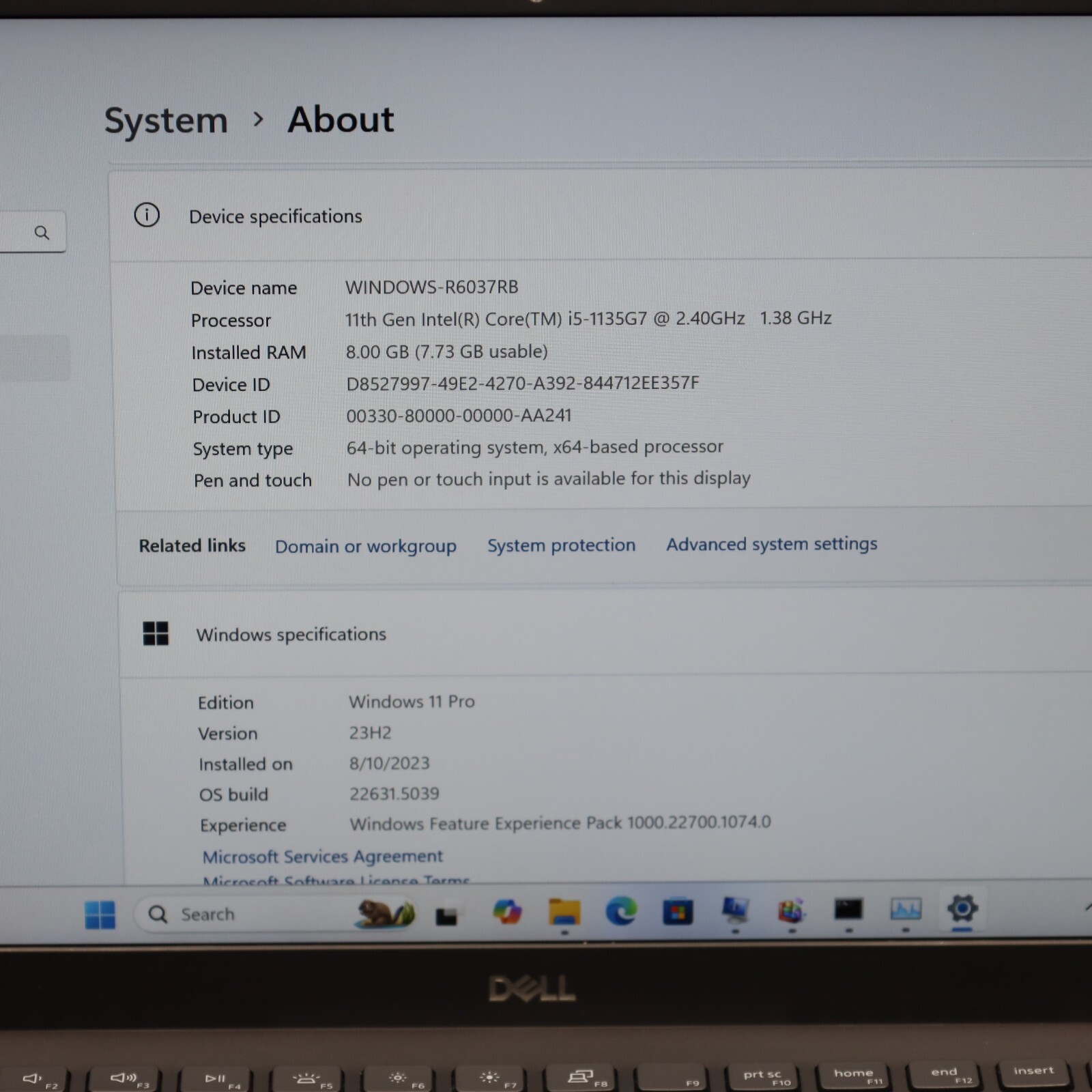 Dell Vostro 5402 14″ i5-1135G7 8GB RAM 256GB SSD Win 11 Pro Used