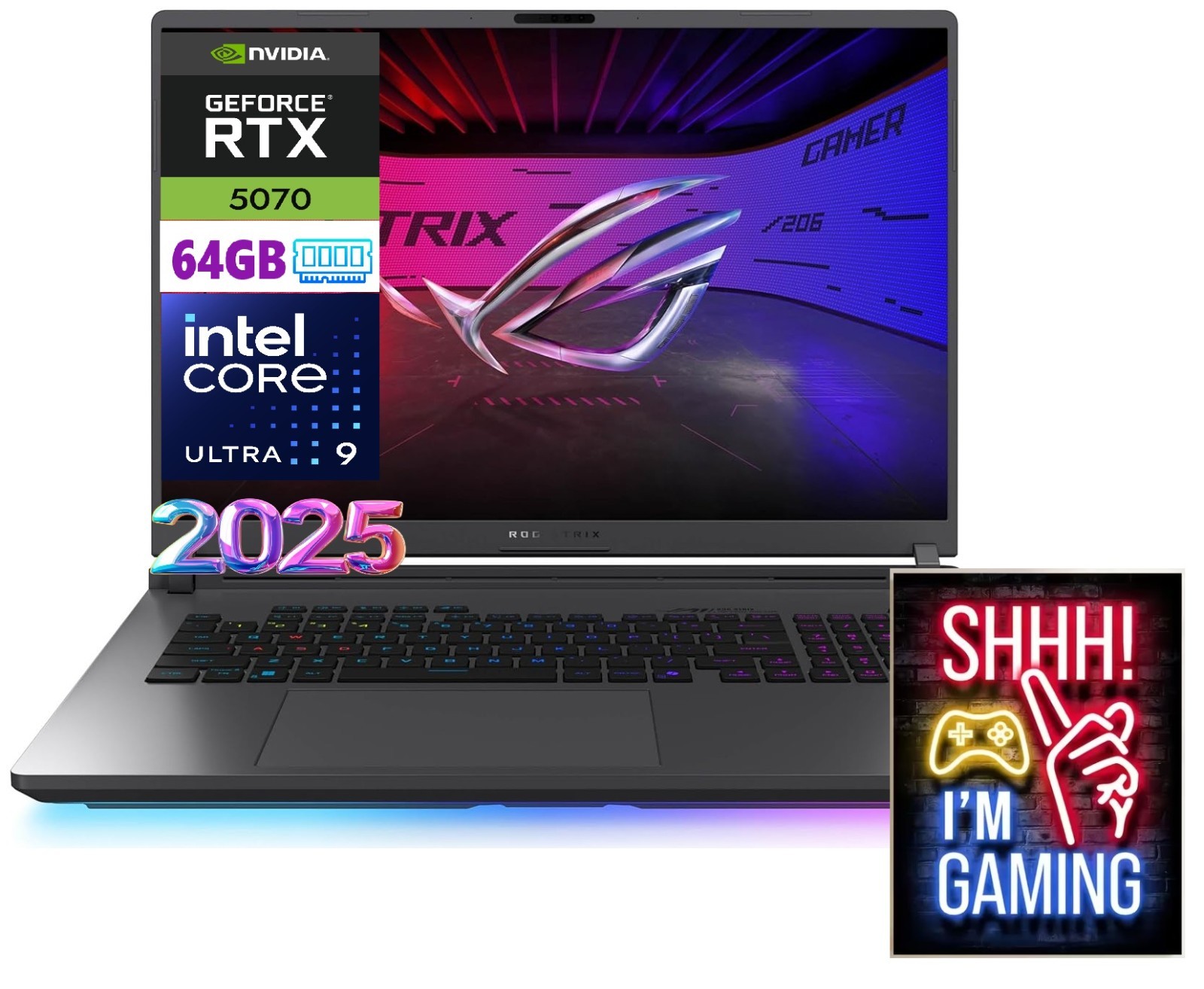 ASUS ROG Strix G18 (2025) Gaming Laptop 18″ 2.5K Ultra 9 275HX RTX 5070 64GB 4TB