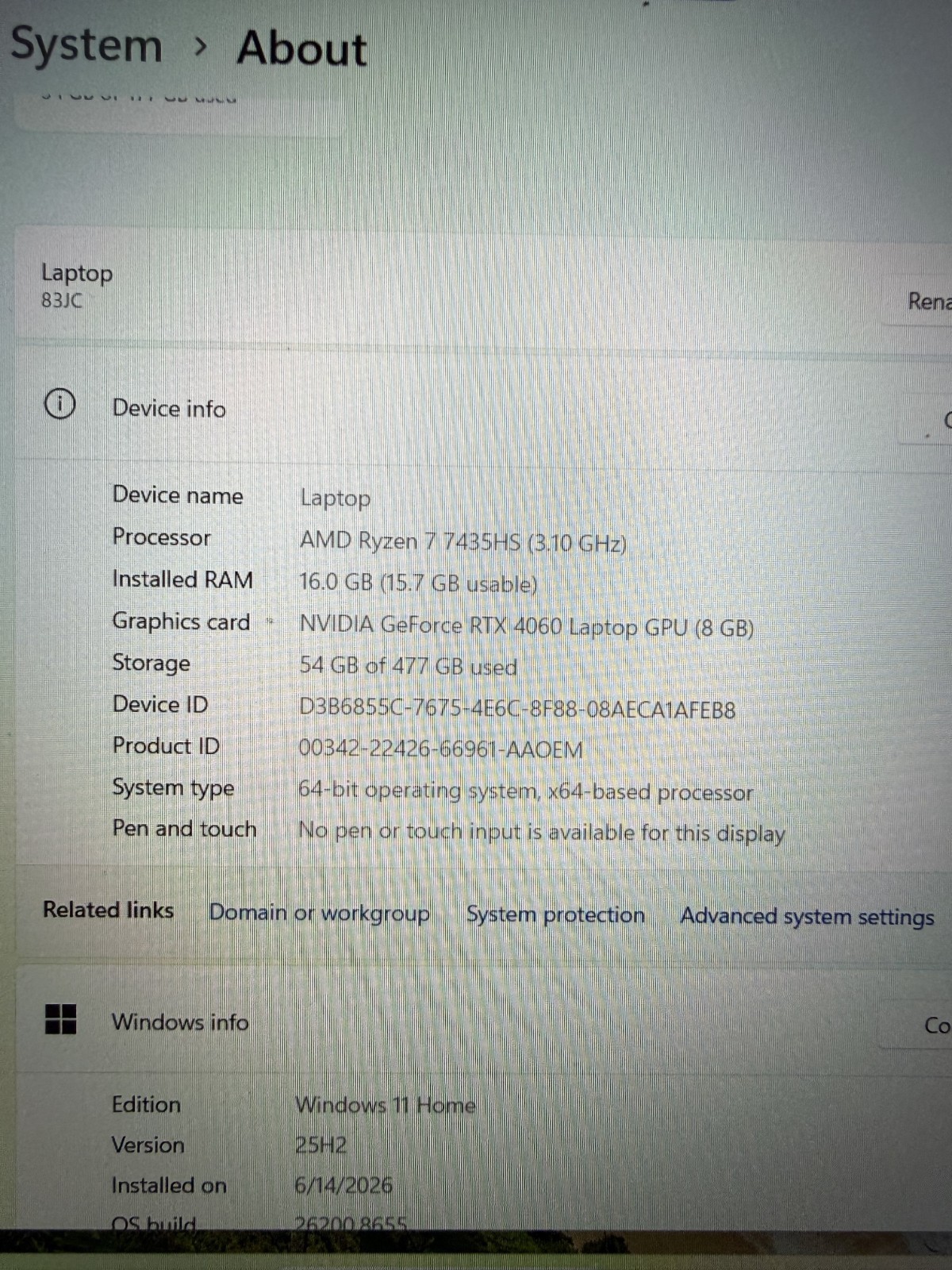 Lenovo LOQ 15ARP9 15.6″ Ryzen 7 7435HS GeForce/RTX 4060/16GB RAM/500GB NVMe SSD