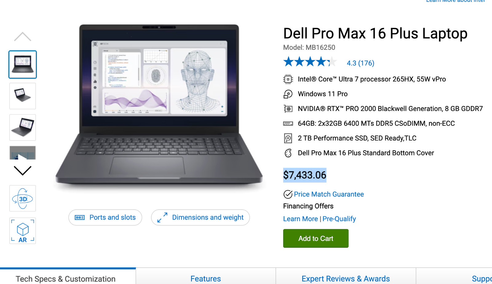 Dell Pro Max 16 Plus, $7.4K MSRP, OLED TOUCH RTX PRO 2000 64GB RAM WARRANTY 2029