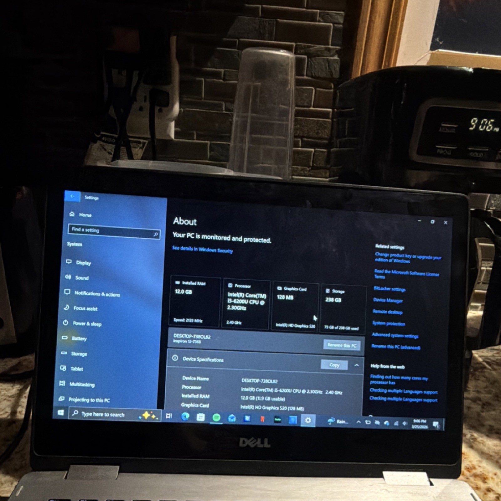 Dell Inspiron 13- 7368Laptop Intel i5 12GB RAM 256GB SSD Windows 10 13″ Silver