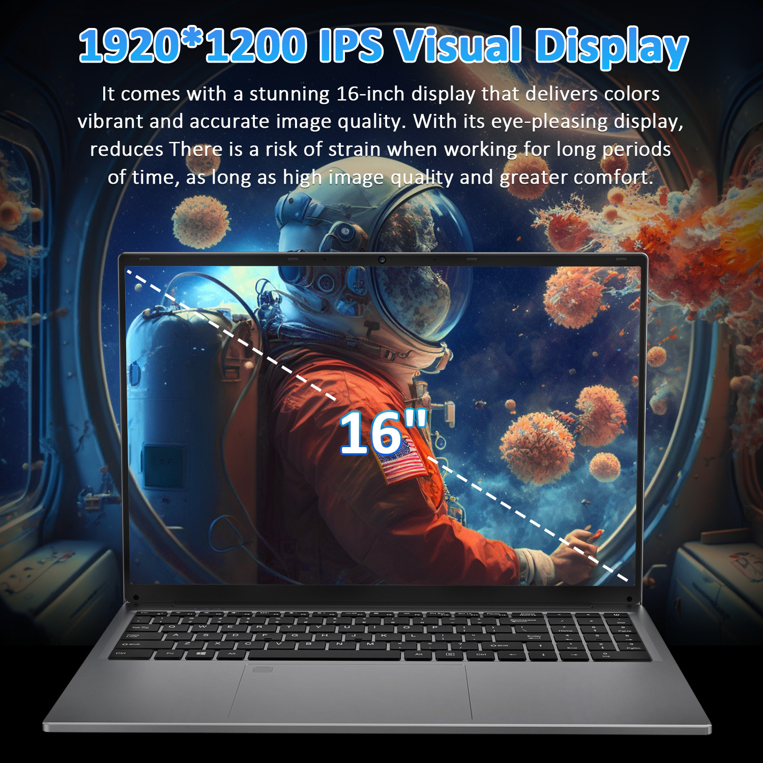 Auusda 16″ Slim Laptop i3 1000NG4 16GB RAM 1TB SSD Win 11 Pro Notebook Computer