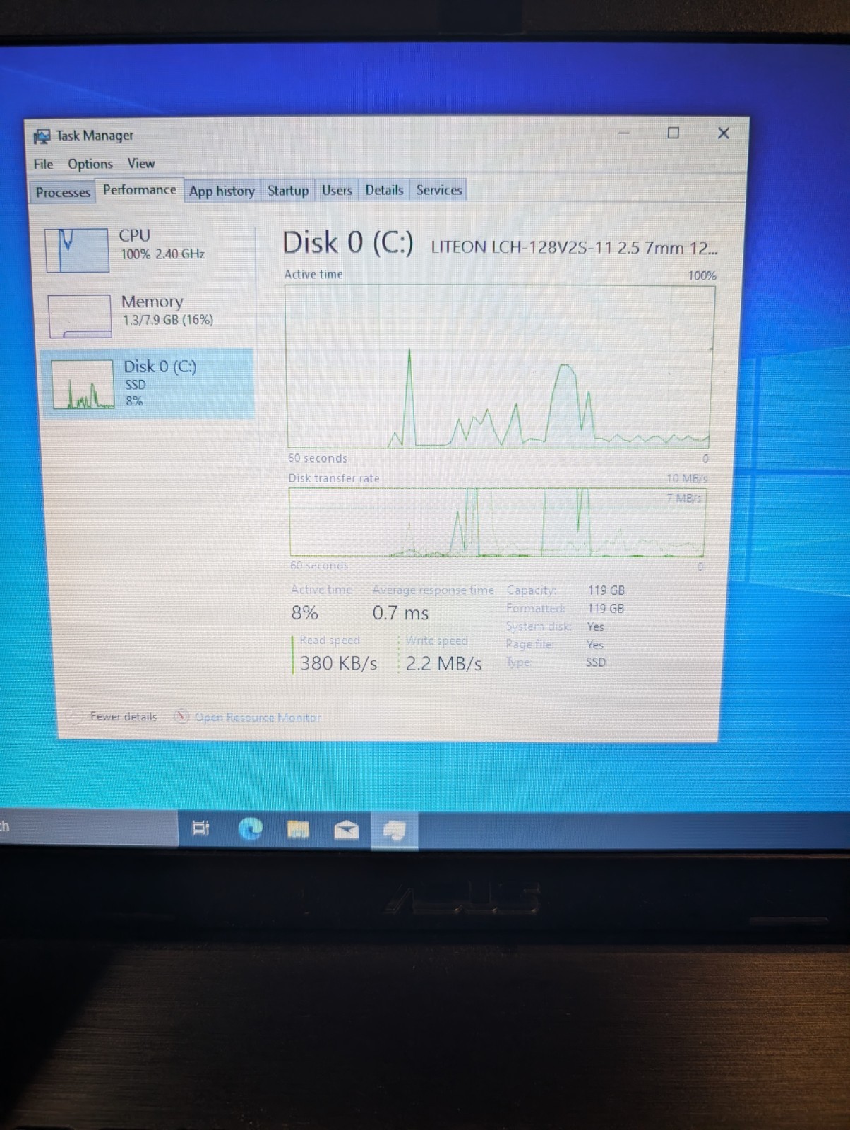 ASUS X551M Laptop – SSD 120GB – Intel Celeron CPU @ 2.16 GHz 8GM RAM Windows 10