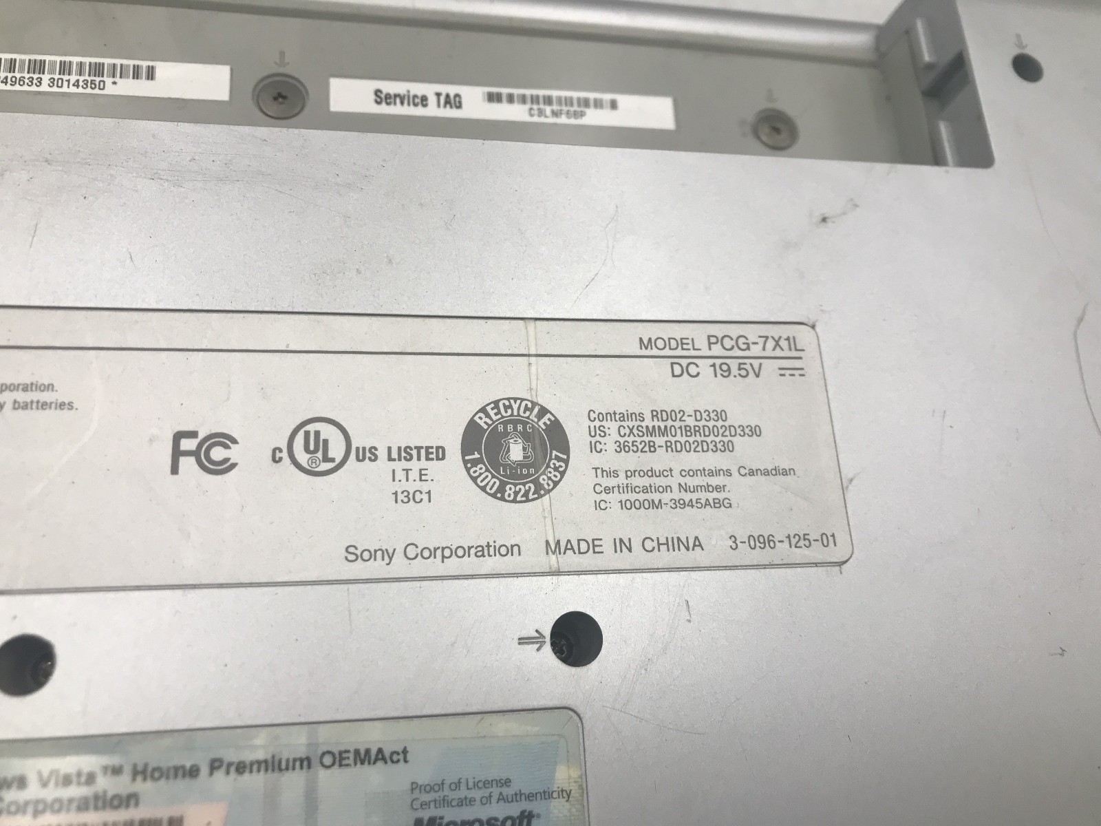 SONY PCG 7X1L – BOOTS TO BIOS – INTEL CENTRINO DUO – 1GB RAM – READ – BB