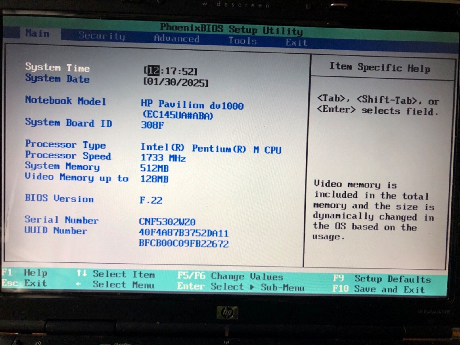 HP Pavilion Special Edition / Entertainment Notebook PC DV1000, 1.7GHz