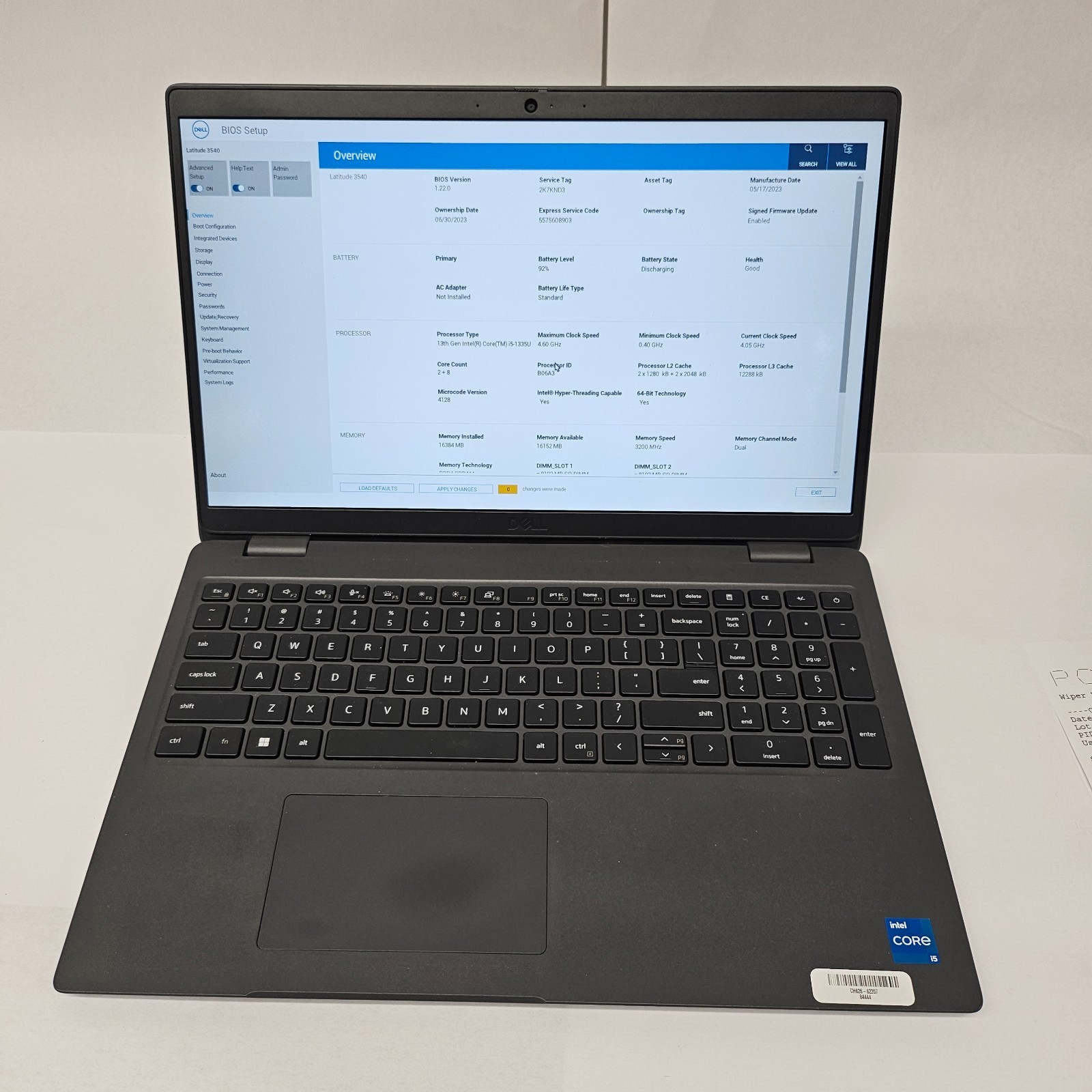 Dell Latitude 3540 Core i5-1335U 2.50GHz 16GB RAM 256GB SSD Gray *Read*
