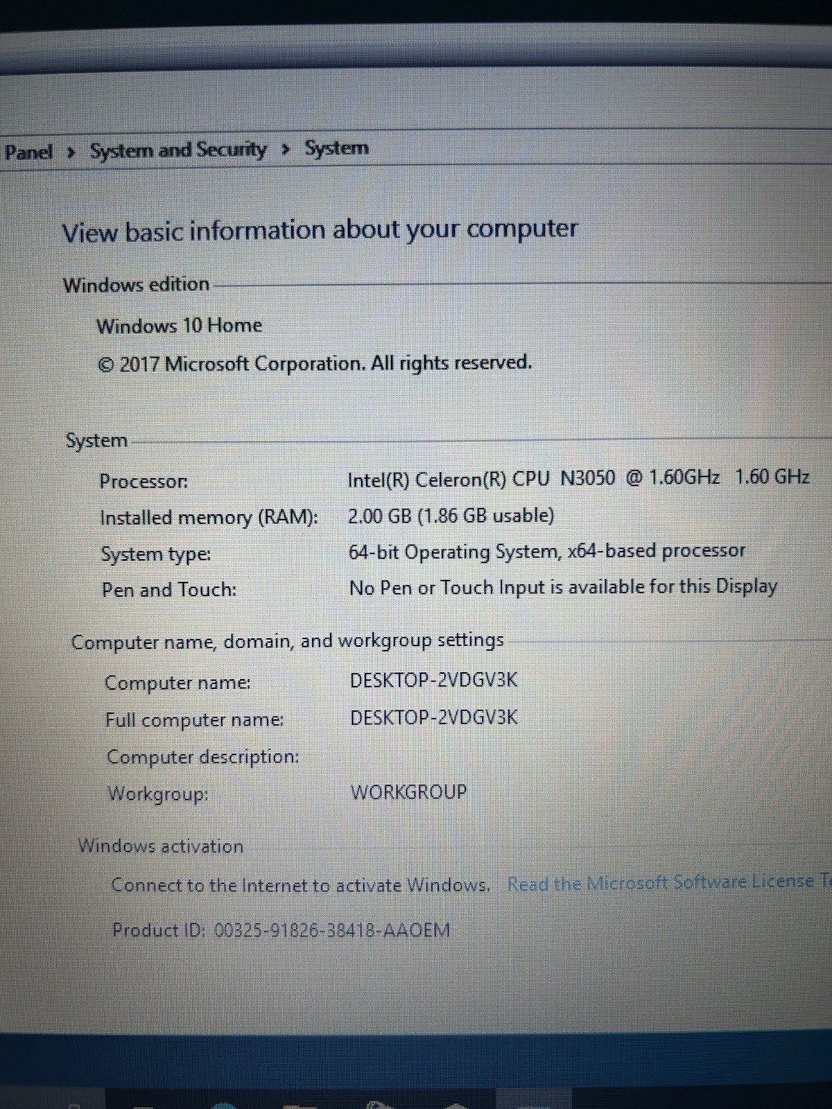 HP Stream Laptop Celeron N3050, 2 GB RAM 14″ Micro-edge HD Windows 10 Home