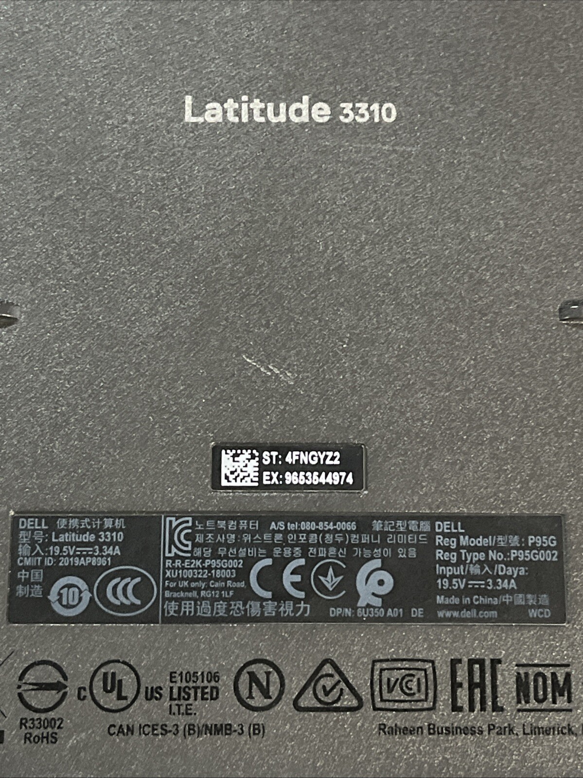 DELL LATITUDE 3310 INTEL CELERON 4205 1.80GHZ 4GB RAM NO HD .
